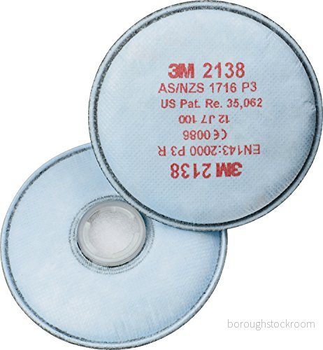 3M partikelfilter 2138, P3R med aktivt kol, 2 st./10 par, blå 51131529076