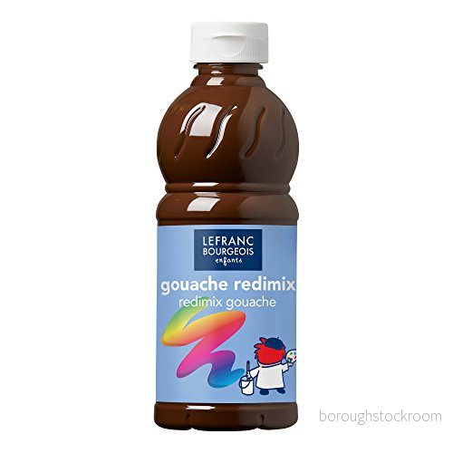 Lefranc Bourgeois 188016 flytande Tempera Redimix färg, lysande vattenbaserad gouacheffärg, hög täckförmåga, utmärkta målningsegenskaper, klar att använda, 500 ml flaska bränd umbra 3013641880167