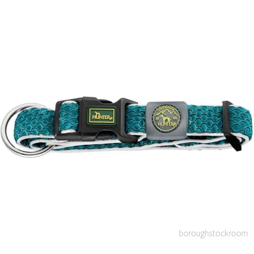 HUNTER HILO VARIO PLUS halsringning för hundar, 3D mesh material, reflekterande, ventilerande, lätt, antidragkraft, L XL, turkos 4016739671660