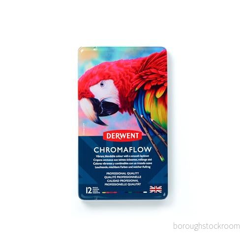 Derwent Chromaflow Färgpennor i Metallask - Set med 12 Pennor 5028252616119