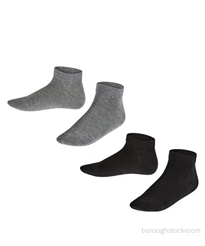 FALKE unisex barn Ankelstrumpor Happy Double Pack K Sn bomull kort enfärgat 2 par, Flera färger Black Grey 0050, 27 30 4043874698740
