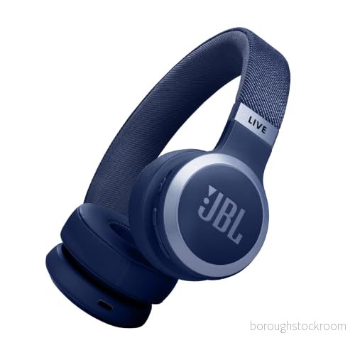 JBL Live 670NC On ear Bluetooth hörlurar med adaptiv aktiv brusreducering och avtagbar ljudkabel, JBL:s signaturljud, blå 1200130004759