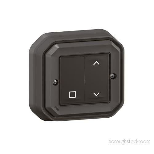 LEGRAND, Plexo New Connected våtrums rullgardinsswitch, smart hem, ytmonterad brytare, trådlös, batterifri, hem + kontrollapp, IP55 IK07 vattentät och stötsäker, färg: antracit, 069883L 3414972110228