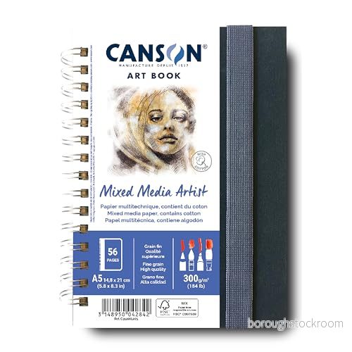Canson professionell bok multitekniskt papper finkornig 300 g/m² Spiral anteckningsbok A5 14 8 x 21 cm vit 28 ark C31200L005 3148950042842