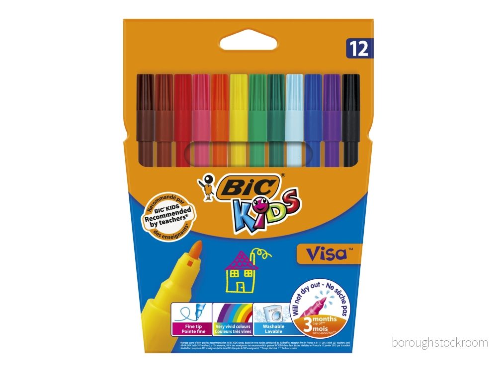 BIC barn visum filtpennor blandade färger, plånbok med 12 3270220002758