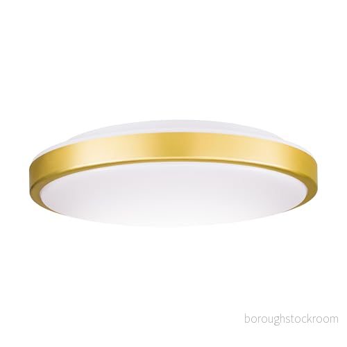 EGLO Lezuza LED taklampa, rund takmonterad sovrumslampa, platt utanpåliggande lampa av stål och vit mässingsfärgad plast, varmvitt ljus, 43 cm i diameter 9002759312251