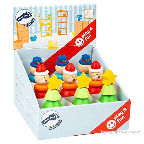 small foot 11466 display stapelfigurer jul av trä, set med 9 figurer, höjd 12,5 cm vardera leksak, flera färger 4020972114662