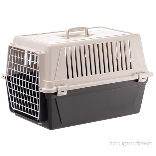 Ferplast Kattransportbur, små medelstora hundtransportburar, hundar och katter upp till 15 kg, plast järndörr, ventilationsspår, 40 x 60 H 38 cm, hårda skal transportbehållare ATLAS 30 msk, blå 8010690121628