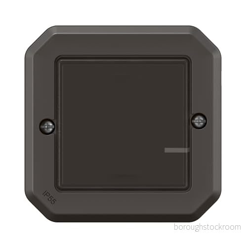 LEGRAND, Plexo New Connected våtrums ytmonterad ljusströmbrytare, dimfunktion, smart hem, hem + kontroll app, röststyrning, utan neutral ledare, 5125 W, LED kompati., IP55 IK07, färg: antracit, 3414971884571