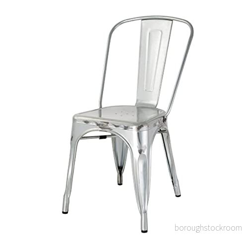 Bolero Bistro galvaniserat stål sidostolar (paket med 4) 5050984583483