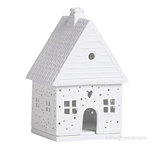 Hjulljushus, pepparkakor, små av porslin, oglaserade i vit, mått: 14 x 9 8,5 cm, 90318 4045289903181