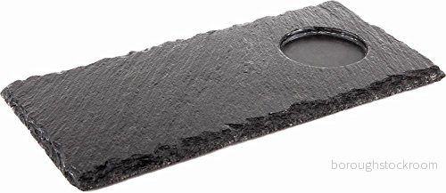 APS 986 skifferbricka med 1 hål (Ø 6 cm) och halkfria fötter, 25 x 12 0,6/0,9 cm 4004133009868
