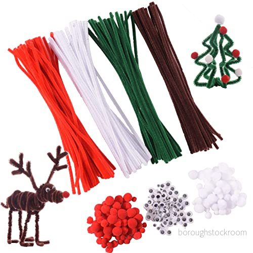 Vaessen Creative Julpysselset, piprensare, självhäftande ögon, pompompoms 450 stycken, för juldekoration, julvykort eller julklappar 8716052239221