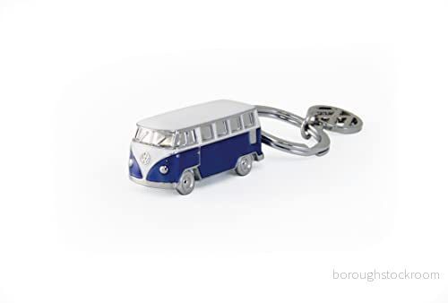 BRISA VW Collection Volkswagen emaljerad 3D metall nyckelhänge ring nyckelring tillbehör nyckelhållare i T1 Bulli buss design (blå) 600514908764