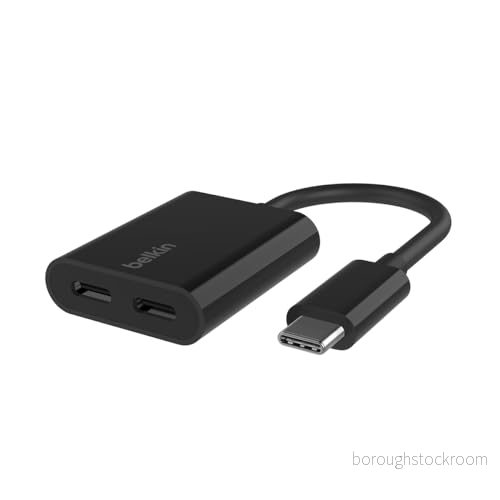 Belkin RockStar™ USB C ljud + laddningsadapter, hörlursadapter med 60 W Power Delivery snabbladdning för iPhone 15, iPad Pro, Galaxy, Note, Google Pixel, LG, Sony Xperia, OnePlus, m.fl. Svart 745883798308