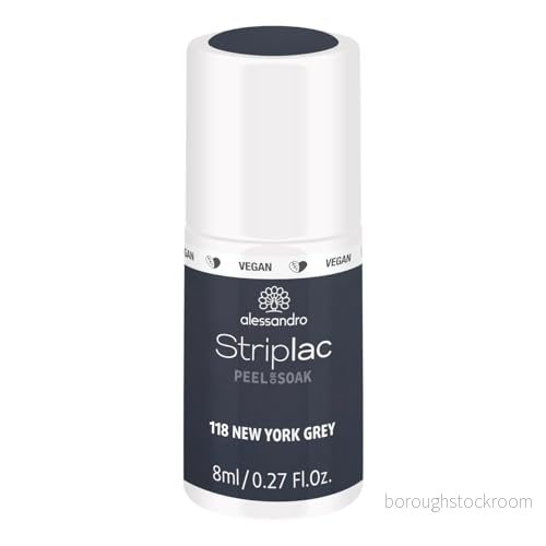 alessandro Striplac Peel or Soak Vegan New York Grey LED nagellack i urban grå för perfekta naglar på 15 minuter, 8 ml 4025087481180