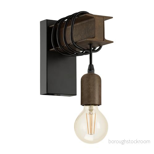 EGLO Vägglampa Townshend av stål, brun 9002759431525