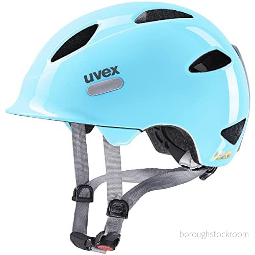 uvex oyo lätt cykelhjälm för barn individuell storleksanpassning anpassad LED belysning cloud blue grey 50 54 cm 4043197345604