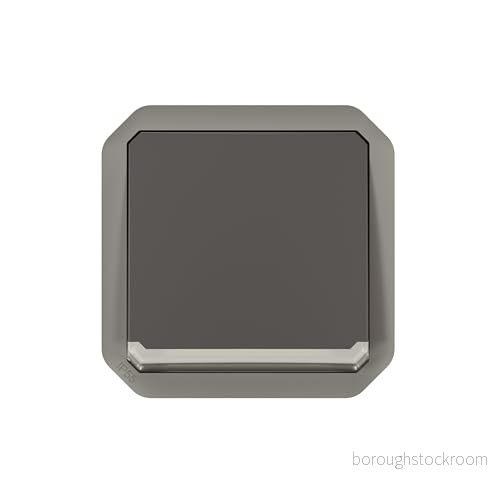LEGRAND, Plexo ny användning, våtrum 2 polig ytmonterad strömbrytare, integrerad indikatorlampa, IP55 IK07, 10 ampere, 250 volt, färg: antracit, 069827L 3414971883406