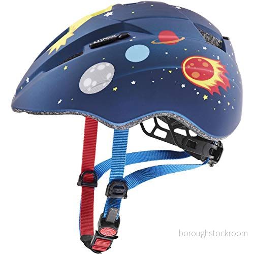 uvex kid 2 cc lätt cykelhjälm för barn individuell storleksanpassning anpassad LED belysning dark blue rocket matt 46 52 cm 4043197323459
