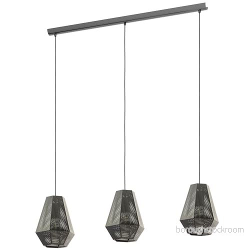 Eglo Pendellampa, Chiavica, hängande lampa med 3 ljuskällor, industriell, vintage, stålhänglampa i nickel svart, matbord, vardagsrum, E27 sockel 9002759432249