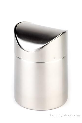 APS Bordsavfallskorg, matt polerad, Avtagbart svängbart lock, Bajonettlås, Fast Bordsavfallskorg av rostfritt stål, Ø 10 cm, 13 cm hög 4004133000278