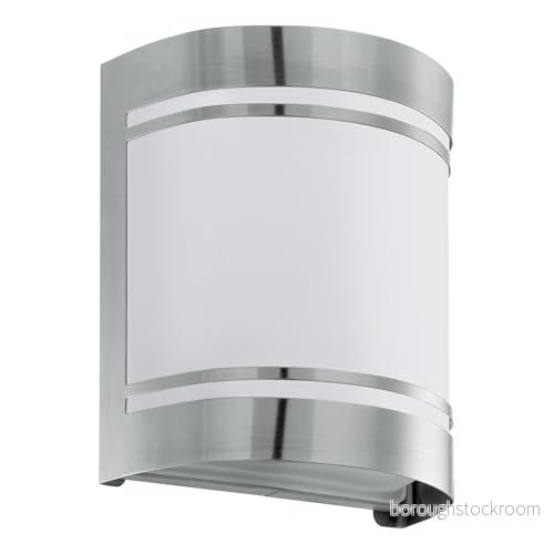 Eglo Utomhus vägglampa Cerno, 1 glödlampa utomhu, i rostfritt stål, färg: silver, vit, glas: satin, fattning: E27, IP44 9002759301910
