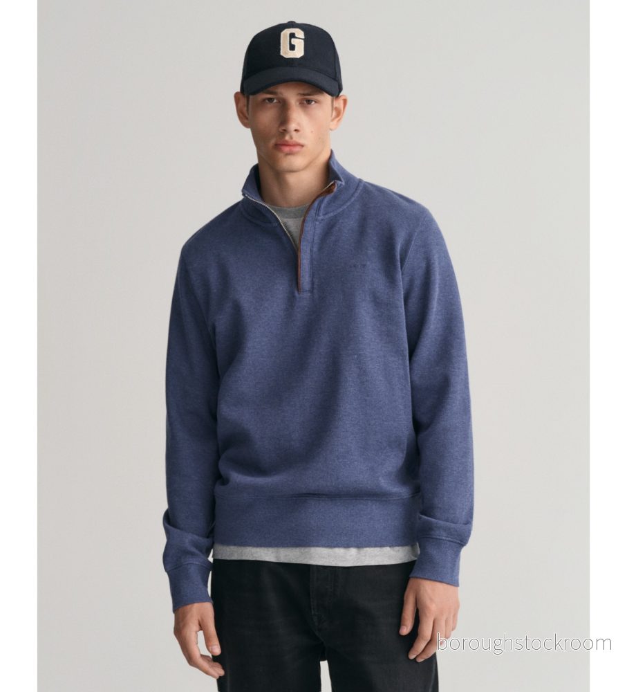 GANT Sacker Halfzip Sweatshirt, Storlek: Medium, Evening blue 7325707323669