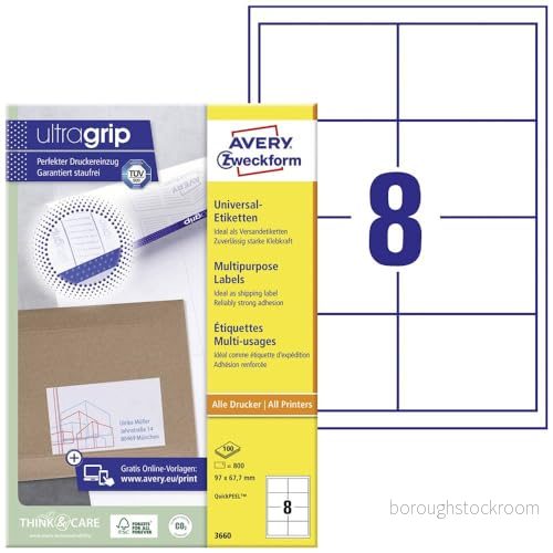 AVERY specialform universaletiketter format 97 x 67,7 mm 100 Blatt 800 4004182036600