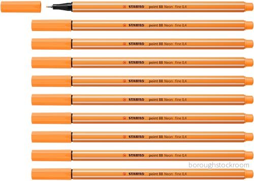 Fineliner STABILO point 88 Ask med 10 Neonorange 4006381438872
