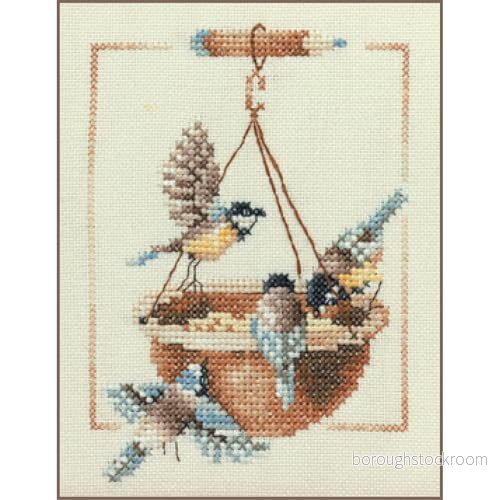 Lanarte mönsterförpackning fågel foderställe och fåglar korsstygn, bomull, flerfärgad, 12,5 x 15,5 0,3 cm 8712396149103