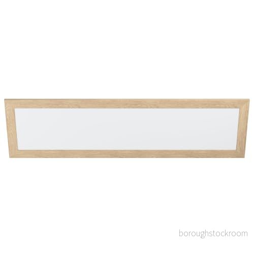 EGLO LED-panel piglionasso med trä deco ram, taklampa i ljus brun, kökslampa, kontorslampa, LED-korridor lampa takneutral vit, L 124,5 cm 9002759994730