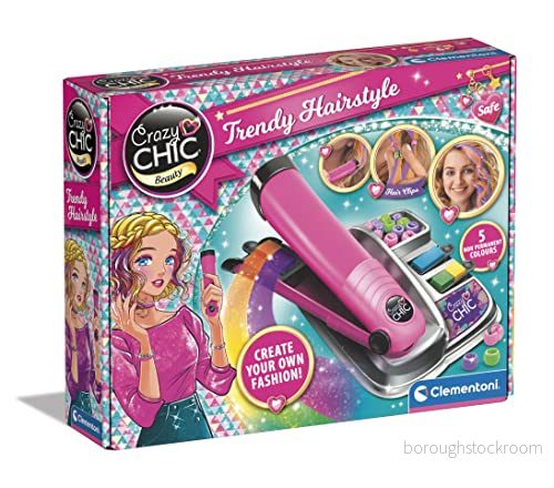 Clementoni Crazy Chic Trendy Frisyle Plate med färg för hårdekoration, krita kam, kreativt spel flicka 6 år, flerspråkig, 18750 8005125187508