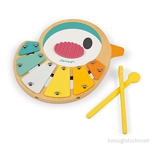Janod Pure Bird Wylo Wooden Imitation Toy Musical Early Learning Child'S Xylophone In The Shape Of A Bird, 6 Tones Trendy Design, Water Based Paint from 1 Year Old, J05163 3700217351632