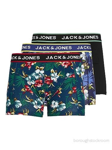 Jack & Jones Jacflower Trunks 3-pack - Underkläder - Storlek XL - Svart/bardaboes körsbär havsblå 5714506313650