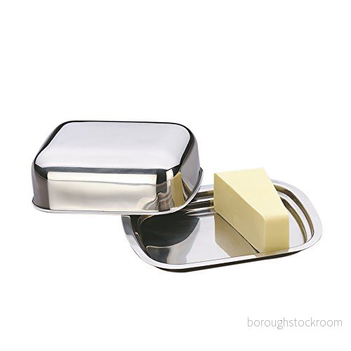 kela 19243 smörlåda vision, rostfritt stål 18/10, glänsande silver, med lock, diskmaskinssäker, 4025457192432