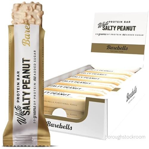 Barebells proteinbar utsökt med choklad lågt socker, 20 gram protein, utan palmolja vit salt jordnöt, 12 x 55 g 4260287188259