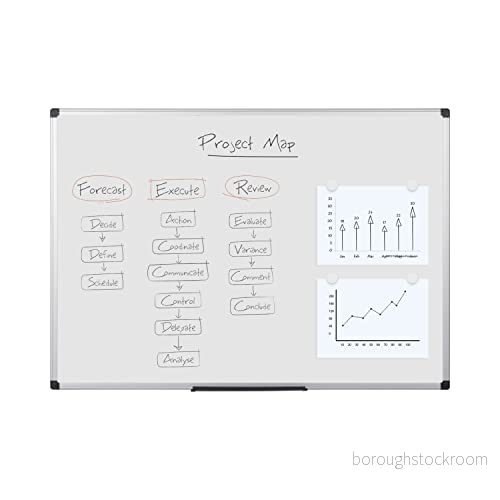 Bi Office magnetisk whiteboard Maya 90 x 60 cm vägg med torr avtorkbar lackerad stålyta, tavla aluminiumram och pennhållare, memoboard 5603750113072