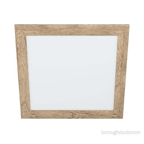 EGLO Led Panel piglionasso med trä deco ram, taklampa i ljus brun flammad, kökslampa, kontorslampa, ledd hall tak neutral vit, l x b 50 cm 9002759994358