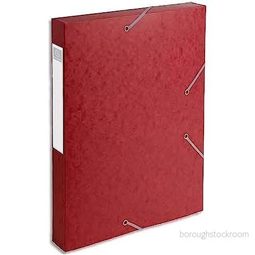 Exacompta Ref 14009H 1 CARTOBOX arkivbox med resårband Levereras platt 4 cm rygg 7/10 glansig kartong 600g/m² Mått 25x33cm A4 arkiveringsformat Färg röd 3141870901404