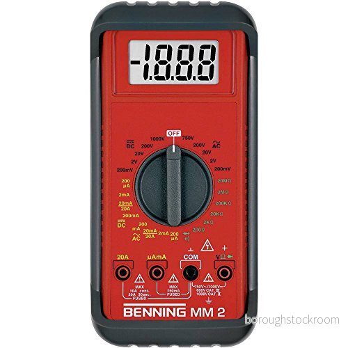 Benning MM 2 digital multimeter (med display, max. spänningsmätområde DC 1000 V, inklusive gummiskyddsram, väska etc.) 44028 4014651000520