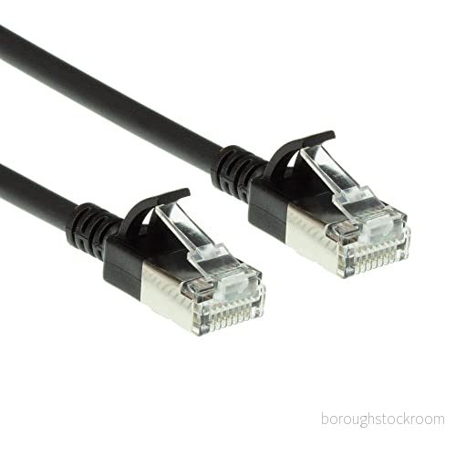 ACT CAT6a nätverkskabel, U/FTP LSZH LAN kabel tunn 3,8 mm slimline, flexibel snagless CAT 6a med RJ45 kontakt, för användning i datacenter, 10 meter, svart DC7910 8716065510218