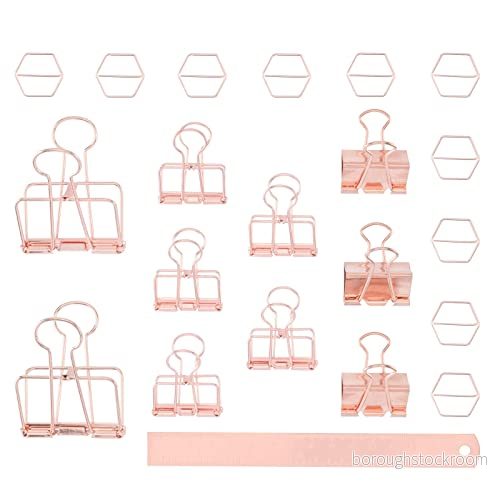 Vaessen Creative Gemset 21 Stycken Pappersklämmor med Gem och Geometriska Klämmor i Roséguld Metallklämmor för Pyssel Dokument Perfekt att Organisera Kort, Foton, Skisser Brev 8716052241057