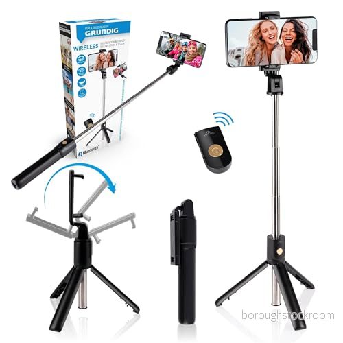 Grundig Selfiepinne och stativ smartphone med Bluetooth fjärrkontroll smartphones från 58 till 100 mm utdragbar 19 70 cm plast svart 8711252239187