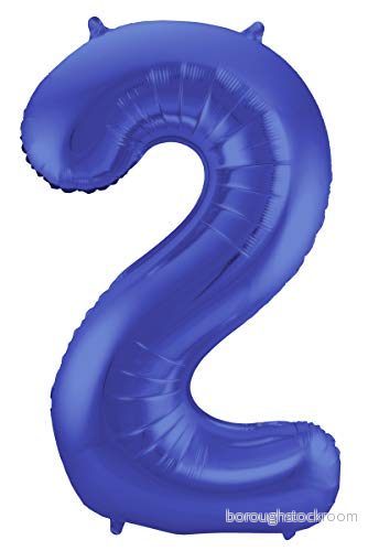 Folat Blå metallfolie ballong nummer 2 86cm 8714572659222