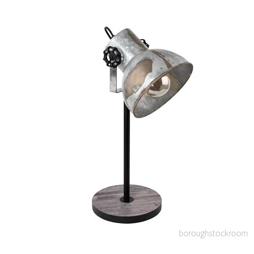 Eglo bord barnstaple, 1 glödlampa vintage i industriell design, retro sängbord av stål zink använd look, trä, rostutseende, svart, fattning: E27, inkl. strömbrytare 9002759497187