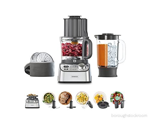 Kenwood MultiPro XL Weigh+ FDM72.990SS kompakt matberedare med integrerad våg och timer, ExpressDice, 3 l arbetsbehållare, variabel hastighet, påfyllningsfack, 1000 watt, silver 5011423005416