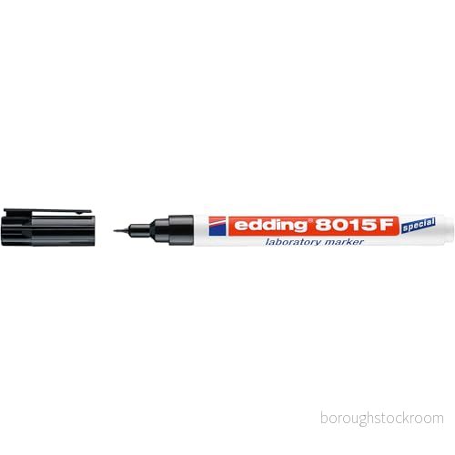 edding 8015 F laboratoriemärkpenna svart 1 penna rund spets 0,75 mm perfekt för extra fin märkning av släta och transparenta ytor (t.ex. reaktionsglas, laboratorieutrustning, etiketter) 4004764984923