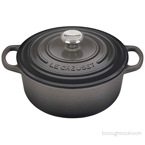Le Creuset Signature gjutjärnspanna med lock, Ø 20 cm, rund, lämplig för alla typer av spisar och induktion, volym: 2,4 l, 3,092 kg, flint 24147271758