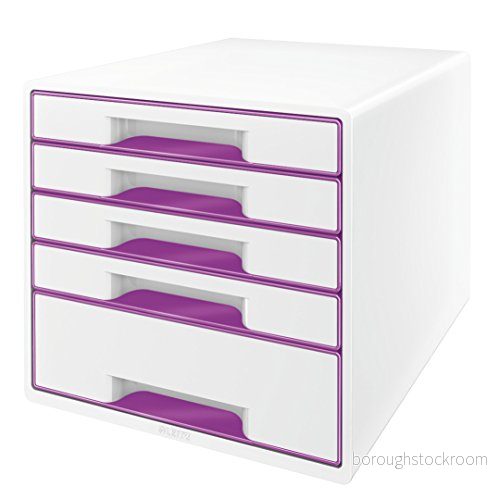 Leitz WOW Skrivbordsbyrå, 5 lådor, A4, inkl. markeringspenna och avdelare, lila metallic, 52142062 4002432115457